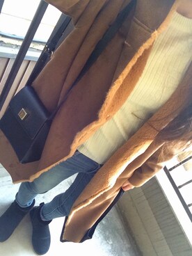 「URBAN RESEARCH（アーバンリサーチ）のアイテム（ムートンコート）」を使った、mya:)さん（レディース・160cm）の冬コーディネート