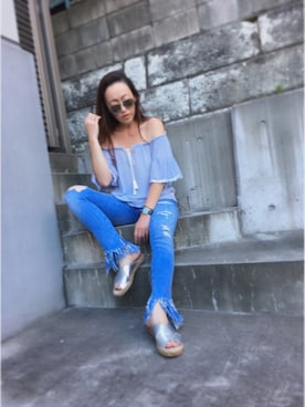 「SHARK（シャーク）のアイテム」を使った、UKARI☆さん（レディース・167cm）の夏コーディネート