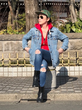 「Ralph Lauren」｜「アイテム（デニムジャケット）」を使った、UKARI☆さん（レディース・167cm）の冬コーディネート