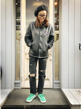 「COOTIE」｜「アイテム（ハンチング/ベレー帽）」を使った、UKARI☆さん（レディース・167cm）の冬コーディネート