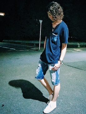 「DIFFEDUCATION（ディフデュ　ケーション）のアイテム（シューズ）」を使った、しんさん（メンズ・178cm）の夏コーディネート