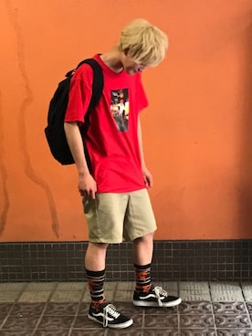 「HUF（ハフ）のアイテム（バッグ）」を使った、うちださん（メンズ・173cm）の夏コーディネート