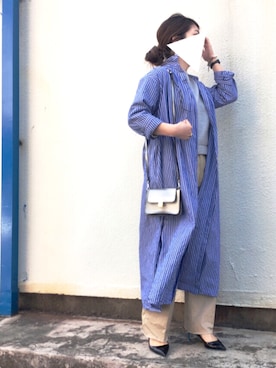 「Wrangler」｜「アイテム（シャツワンピース）」を使った、MARIKO.Iさん（レディース・156cm）の春コーディネート