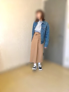 「AMERI」｜「アイテム（デニムジャケット）」を使った、m.tarouさん（レディース・159cm）の春コーディネート