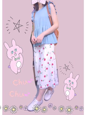 「Supreme.La.La.（シュープリームララ）のアイテム（ニット/セーター）」を使った、Satomi Lamさん（レディース・155cm）の夏コーディネート