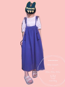 「POU DOU DOU（プードゥドゥ）のアイテム（ジャンパースカート）」を使った、Satomi Lamさん（レディース・155cm）の秋コーディネート