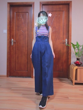 「Supreme.La.La.（シュープリームララ）のアイテム（パンツ）」を使った、Satomi Lamさん（レディース・155cm）の夏コーディネート
