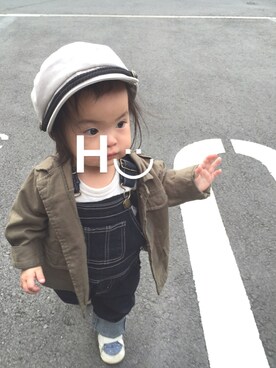 「1歳3ヶ月」｜「アイテム（サロペット/オーバーオール）」を使った、はるるん◡̈さん（キッズ・70cm）の春コーディネート