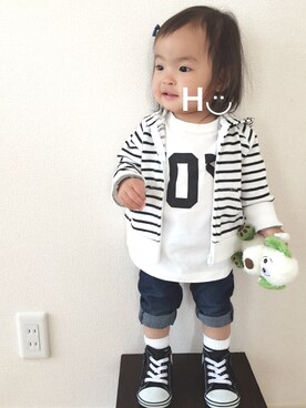 「わんわん」｜はるるん◡̈さん（キッズ・70cm）の春コーディネート
