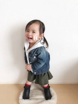 「GAP（ギャップ）のアイテム（ブーティ）」を使った、はるるん◡̈さん（キッズ・80cm）の冬コーディネート