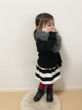 「アイテム（ブーティ）」を使った、はるるん◡̈さん（キッズ・80cm）の冬コーディネート