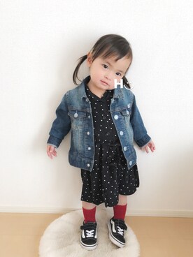 「オールドスクール」｜「アイテム（シャツワンピース）」を使った、はるるん◡̈さん（キッズ・80cm）の春コーディネート