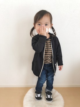 「アイテム（その他トップス、ブラウン系）」を使った、はるるん◡̈さん（キッズ・80cm）の春コーディネート