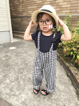 「スポサン」｜「アイテム（サロペット/オーバーオール）」を使った、はるるん◡̈さん（キッズ・90cm）の春コーディネート