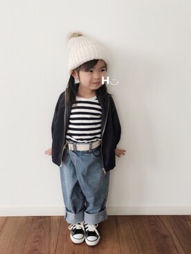 「ラップパンツ」｜「アイテム（その他アウター）」を使った、はるるん◡̈さん（キッズ・90cm）の冬コーディネート