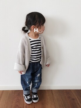 「うきうき♡春のデニムコーデ」｜はるるん◡̈さん（キッズ・90cm）の春コーディネート
