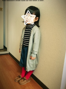 「赤タイツ」｜「アイテム（モカシン/デッキシューズ）」を使った、kinokonokoさん（キッズ・80cm）の春コーディネート