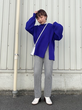 「スリットニット」｜「アイテム（その他）」を使った、はせちゃんさん（レディース・152cm）の秋コーディネート