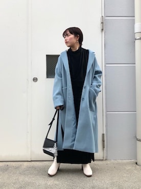 「カラーコート」｜「アイテム（ワンピース/ドレス）」を使った、はせちゃんさん（レディース・152cm）の冬コーディネート