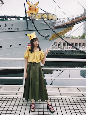 「黄色コーデ」｜「アイテム（その他）」を使った、村田倫子さん（レディース・163cm）の夏コーディネート