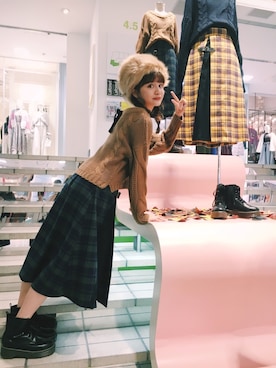 「OLIVE des OLIVE（オリーブデオリーブ）のアイテム（ブーティ）」を使った、村田倫子さん（レディース・163cm）の秋コーディネート