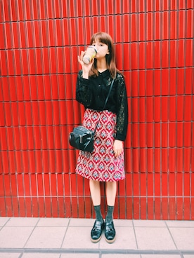 「OLIVE des OLIVE（オリーブデオリーブ）のアイテム」を使った、村田倫子さん（レディース・163cm）の秋コーディネート