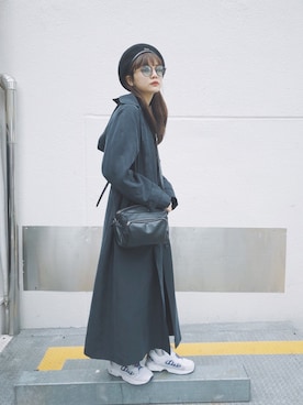 「Casselini（キャセリーニ）のアイテム（ハンチング/ベレー帽）」を使った、村田倫子さん（レディース・163cm）の春コーディネート