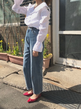 「アイテム（パンプス）」を使った、村田倫子さん（レディース・163cm）の春コーディネート