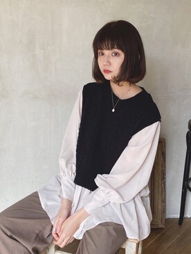 idem Cable Knit Docking Blouse タグ付き