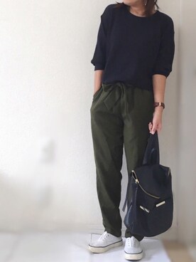 「カーキパンツ」｜Ayako  さん（レディース・150cm）の秋コーディネート