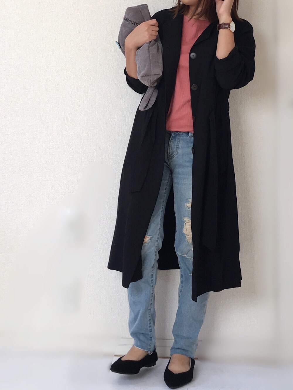 「カジュアル、オトナカジュアル、ママファッション、ZARA、ピンク、niko and ...」｜「niko and...のスキニーブロークンデニム/ SKINNY BROKEN D【niko and...】（デニムパンツ、ブルー系）」を使った、Ayako  さん（レディース・150cm）の秋コーディネートの1枚目の写真