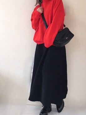 Ayako  さんの「縦編みニットフレアスカート」を使ったコーディネート