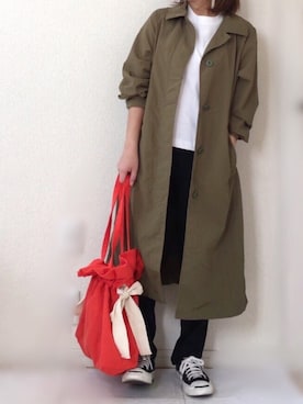 「ジャックパーセル」｜「アイテム（ステンカラーコート）」を使った、Ayako  さん（レディース・150cm）の春コーディネート
