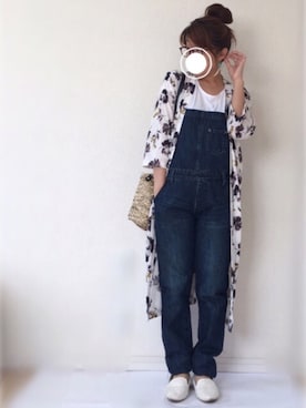 「niko and...（ニコアンド）のオリジナル ミニラインテープカゴバッグ【niko and...】（かごバッグ）」を使った、Ayako  さん（レディース・150cm）の春コーディネート