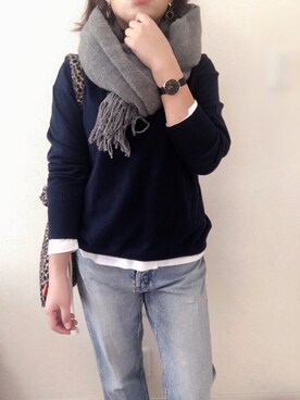 「Daniel Wellington（ダニエルウェリントン）の販売終了クラシックペティット アッシュフィールド32mm（アナログ腕時計）」を使った、Ayako  さん（レディース・150cm）の冬コーディネート