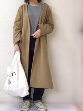 「ワッフルクルーネックＴ」｜「アイテム（その他アンダーウェア/インナー）」を使った、Ayako  さん（レディース・150cm）の冬コーディネート