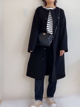 「ZOZO（ゾゾ）のスリムテーパードデニムパンツ［WOMEN］（デニムパンツ）」を使った、Ayako  さん（レディース・150cm）の冬コーディネート