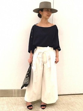 「ネイビー×ホワイト」｜naokoさん（レディース・158cm）の春コーディネート