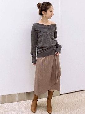 「アイテム（ピアス（片耳用））」を使った、naokoさん（レディース・158cm）の秋コーディネート