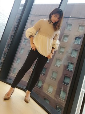 「RAW FUDGE（ローファッジ）のアイテム」を使った、真理さん（レディース・158cm）の秋コーディネート