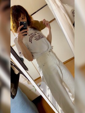 「LOWRYS FARM（ローリーズファーム）のCONEハイライズワイドデニム　800874（デニムパンツ）」を使った、makyさん（レディース・165cm）の夏コーディネート