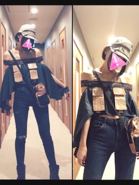 「M.Y.O.B（エム.ワイ.オー.ビー）のアイテム（トップス）」を使った、らいこさん（レディース・162cm）の夏コーディネート