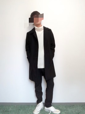 「アイラブCONVERSE」｜「アイテム（チェスターコート）」を使った、ゆたまるさん（メンズ・170cm）の冬コーディネート