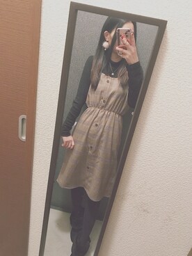 「ESPERANZA（エスペランサ）のアイテム（ブーティ）」を使った、모모🍓momoさん（レディース・154cm）の冬コーディネート
