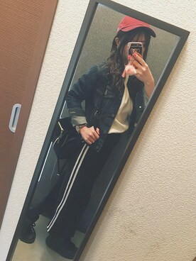 「tk.TAKEO KIKUCHI（ティーケータケオキクチ）のアイテム（キャップ）」を使った、모모🍓momoさん（レディース・154cm）の春コーディネート