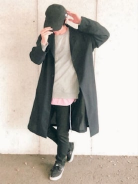 「MAISON KITSUNE」｜「アイテム（チェスターコート）」を使った、my0313さん（メンズ・170cm）の春コーディネート