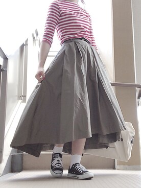murayama ayano ⚫︎さんの「DOORS タックロングスカート」を使ったコーディネート