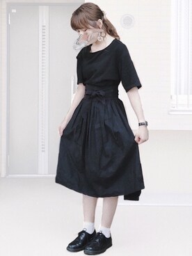 「Dr. Martens（ドクターマーチン）のDr.Martens (ドクターマーチン)/1461 3EYE GIBSON SHOES（その他シューズ）」を使った、murayama ayano ⚫︎さん（レディース・165cm）の夏コーディネート