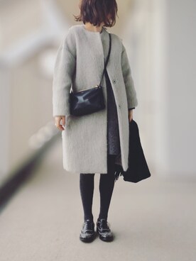 「ADAM ET ROPE'（アダムエロペ）のアイテム（ワンピース）」を使った、KIKIさん（レディース・157cm）の冬コーディネート