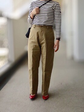 「THE SHINZONE（ザ　シンゾーン）のハイウエストチノパンツ（チノパンツ）」を使った、KIKIさん（レディース・157cm）の春コーディネート